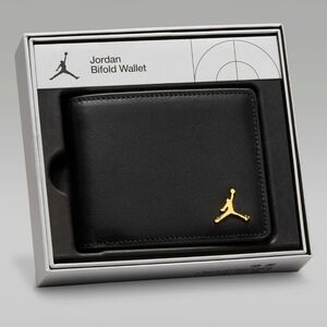 NIB Jordan Black Wallet with Gold Jumpman Emblem